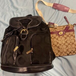 Coach Black and Brown Women's Backpack and Crossbody Set